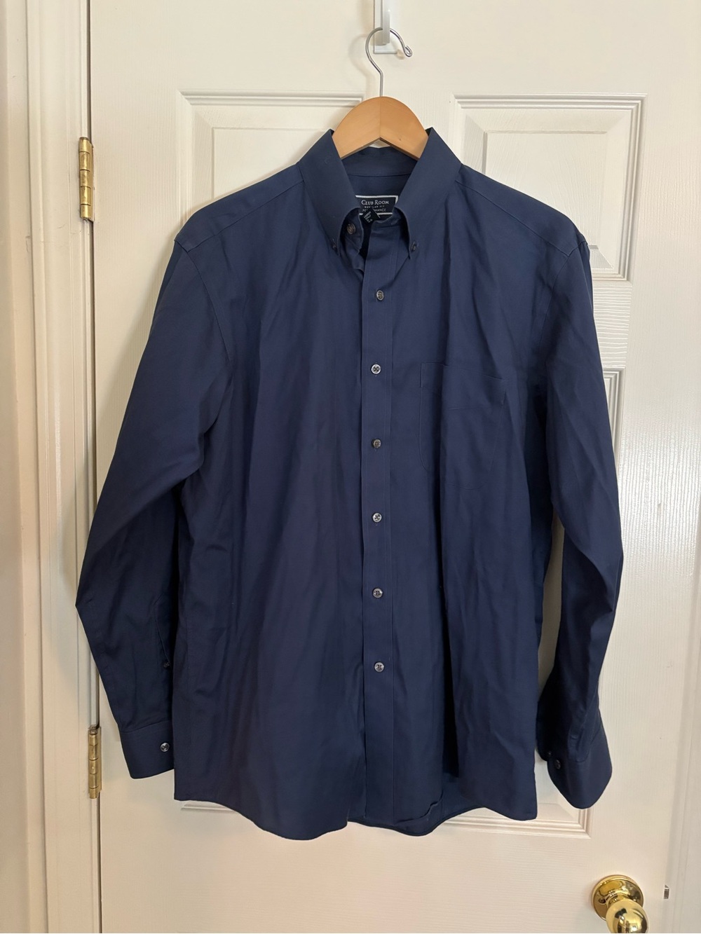 Club Room Men's Navy Button-Down Dress Shirt